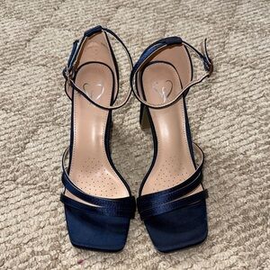 Women’s Navy Ankle-Strap Block Heel Sandals